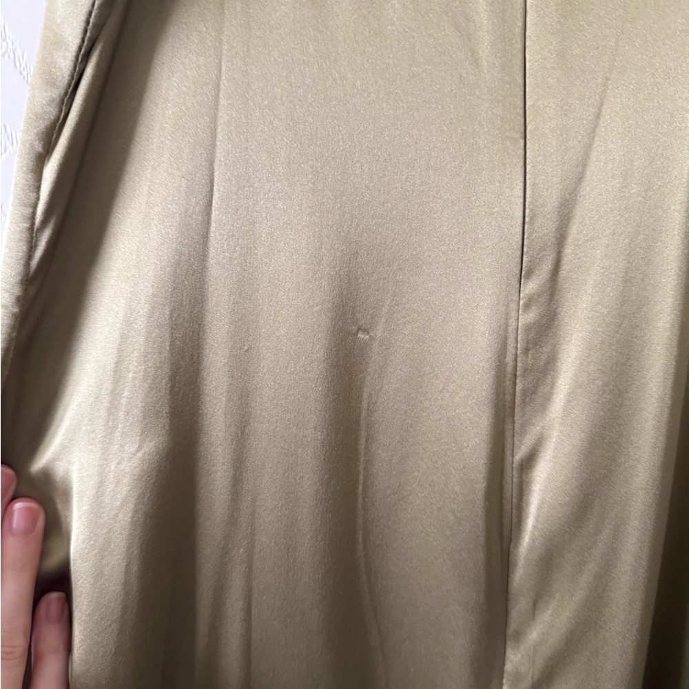 Reformation Karissa 100% Silk Midi Dress Olive Oil Green size 6 - Picture 13 of 16